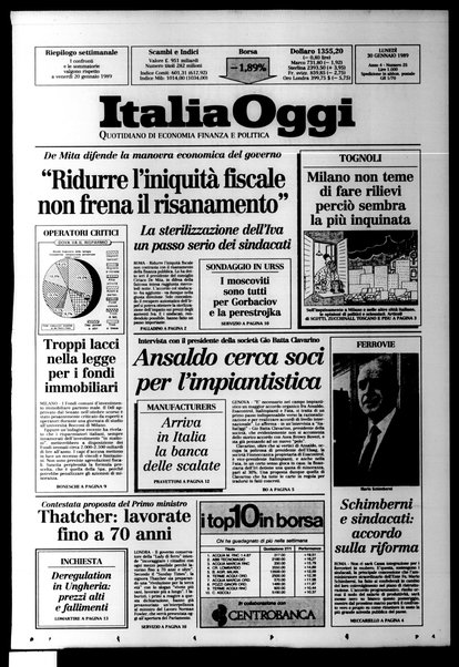 Italia oggi : quotidiano di economia finanza e politica